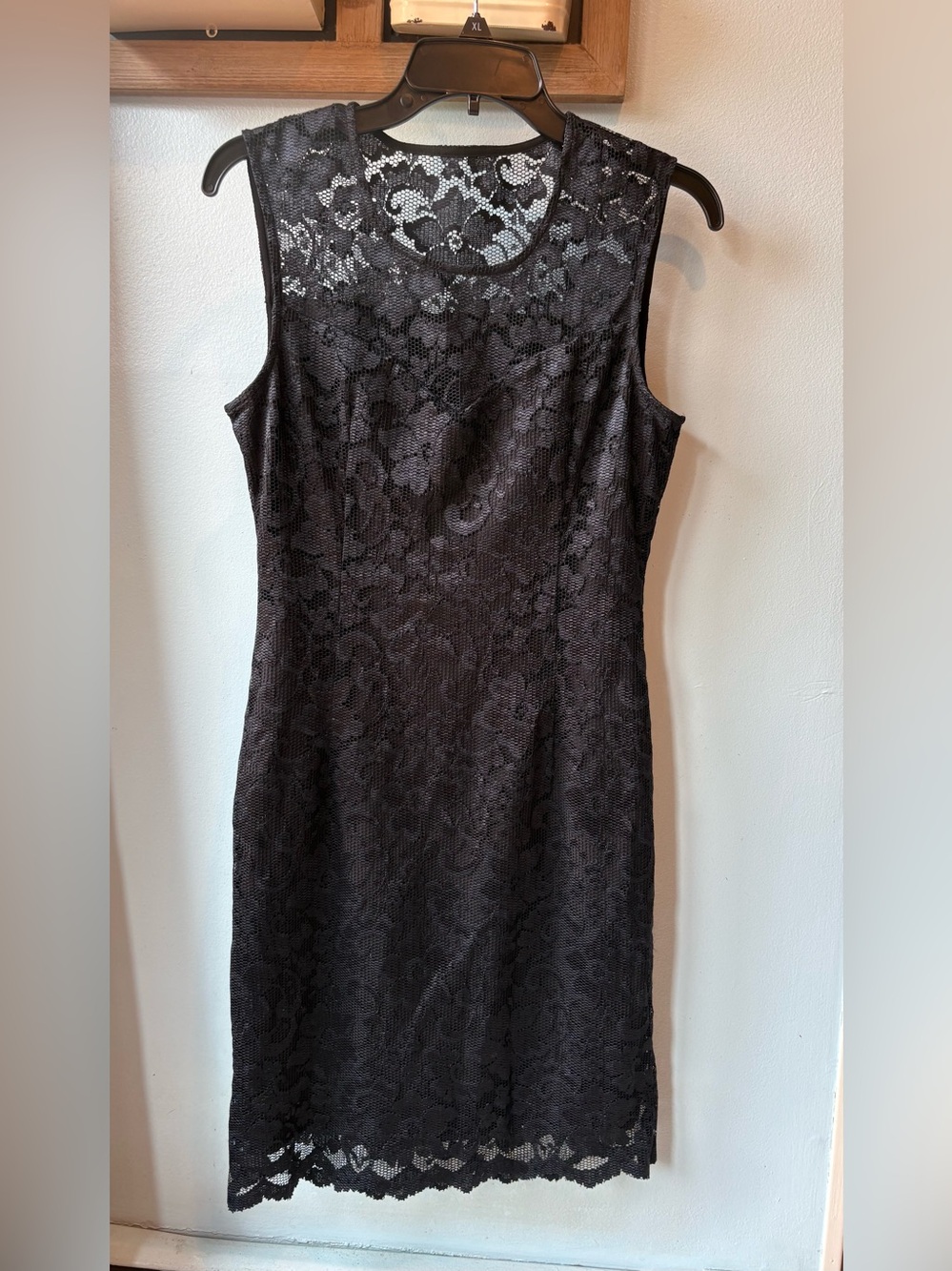 Heloise De Sy Sleeveless Black Lace Midi Dress coctail wedding size medium